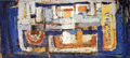 Chryssa Romanos, Landscape, 1958, oil on cardboard, 33 x 70 cm